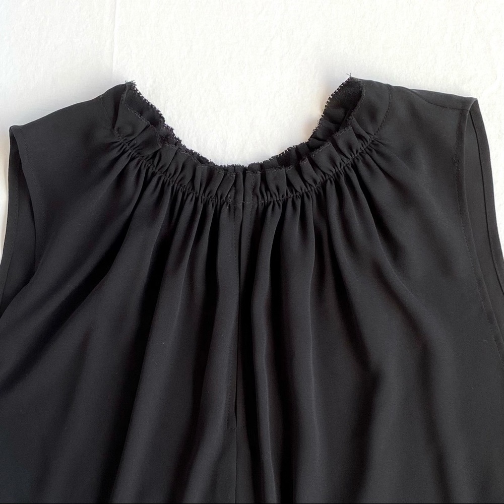 NWOT Black Ann Taylor Ruffle Neck Shell Top - Picture 4 of 8
